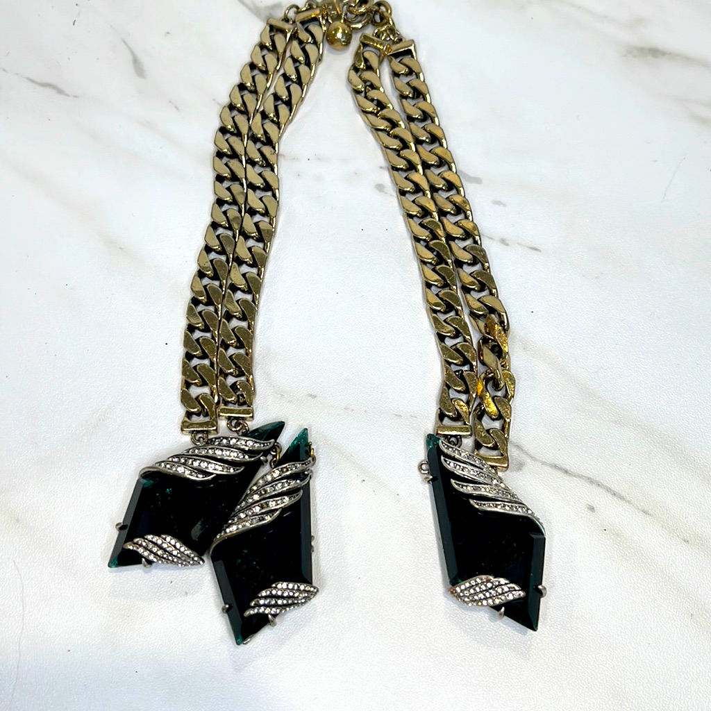 Lulu Frost Reflection Double Chain Crystal Large Statement Necklace